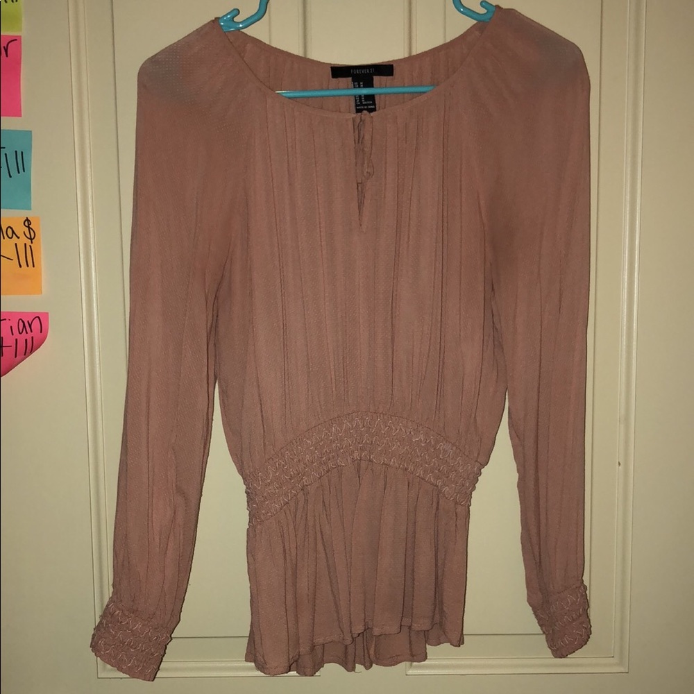 Blush pink flowy peasant top